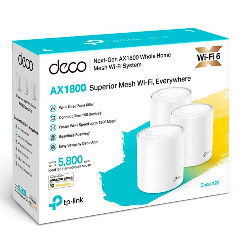 TPLINK | Deco X20(3-pack) | AX1800 Sistema Wi-FI Completo en malla Tecnología Wi-Fi