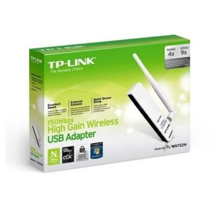 TPLINK | TL-WN722N | Adaptador de Red TPLINK UB N1500Mbps 2.4 Ghz 1 Antena Externa Desmontable COLOR