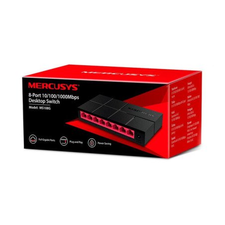 TPLINK | MS108G | Switch MERCUSYS de Escritorio de 8 Puertos Gigabit, Caja