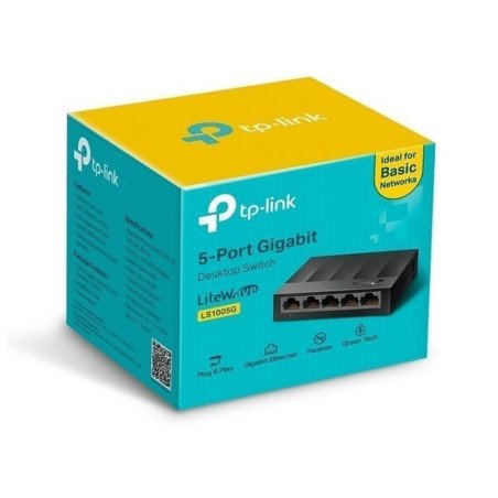 TPLINK | LS1005G | Switch TPLINK Gigabit de escritorio de 5 puertos, 10/100