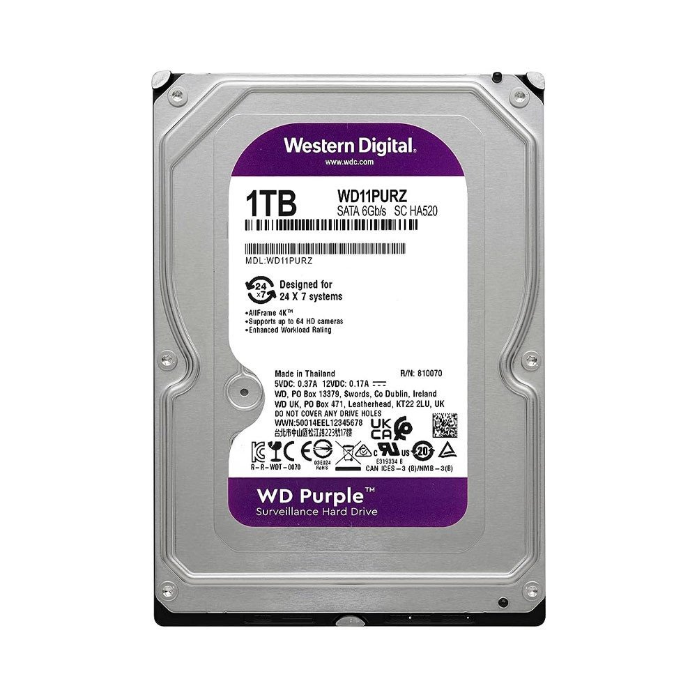 MPS | WD11PURZ-85C5HY0 | Disco Duro Western Digital PURPLE 1TB 5400RPM SATA 6Gbs Cache 64 MB 3,5in videovigilancia trabajo