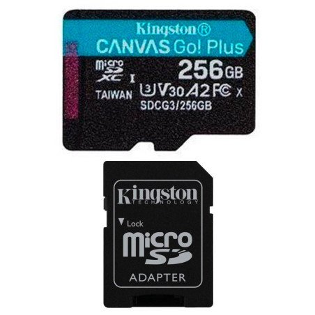 KINGSTON | SDCG3/256GB | Memoria Kingston Micro sd Canvas Go Plus 170R A2 U3 V30 Card + ADP