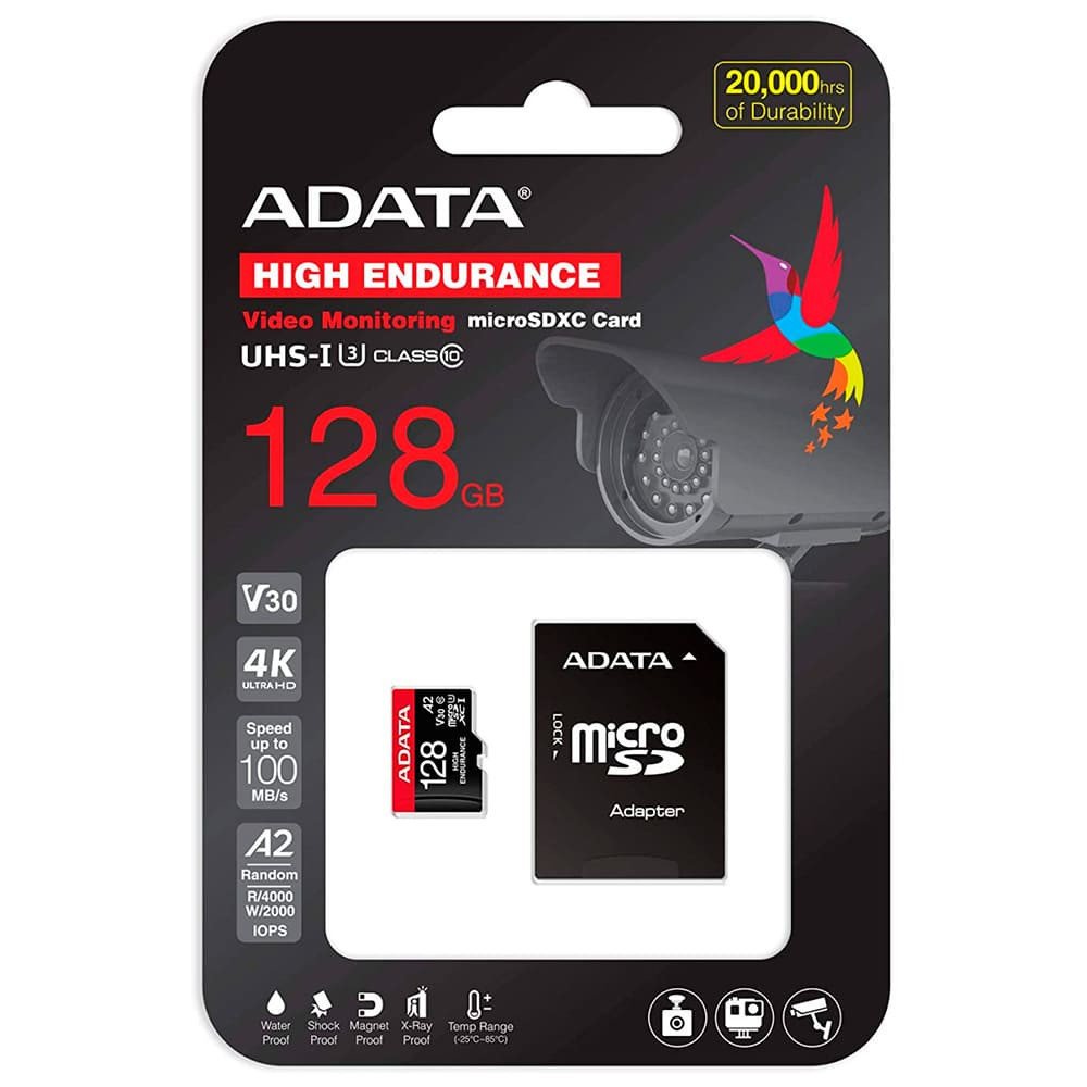 ADATA | AUSDX128GUI3V30SHA2-RA1 | MICRO SD 128GB DXC/SDHC UHS - ALTA RESISTENCIA V30- hasta 100 MB/85 MB por