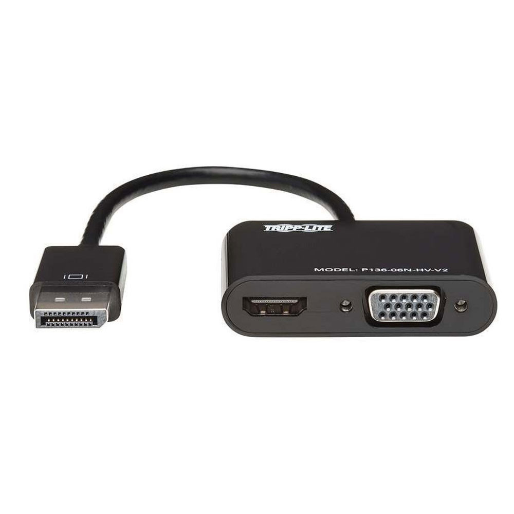 TRIPPLITE | P136-06N-HV-V2 | Adaptador EATON Convertidor Todo En Uno DisplayPort A VGA/HDMI COLOR